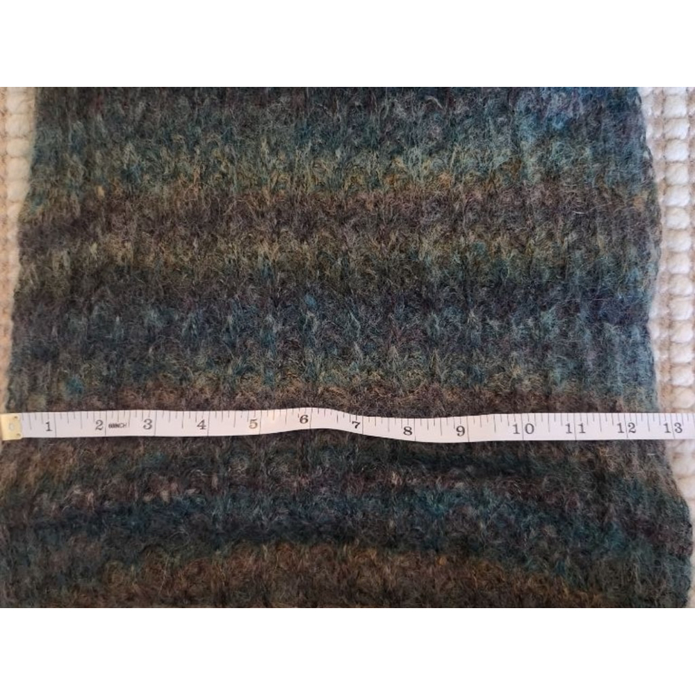 Women's H&M One Size Teal Brown Striped Mohair Blend Long Wide Knitted Scarf - Picture 4 of 5